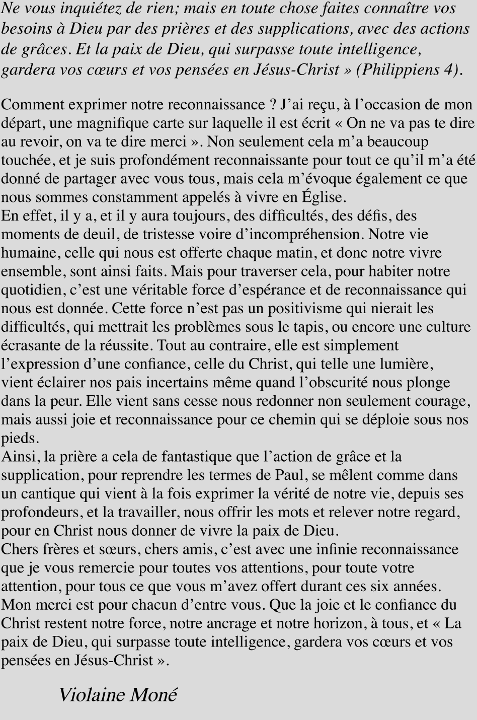 Ne vous inquiétez de rien;